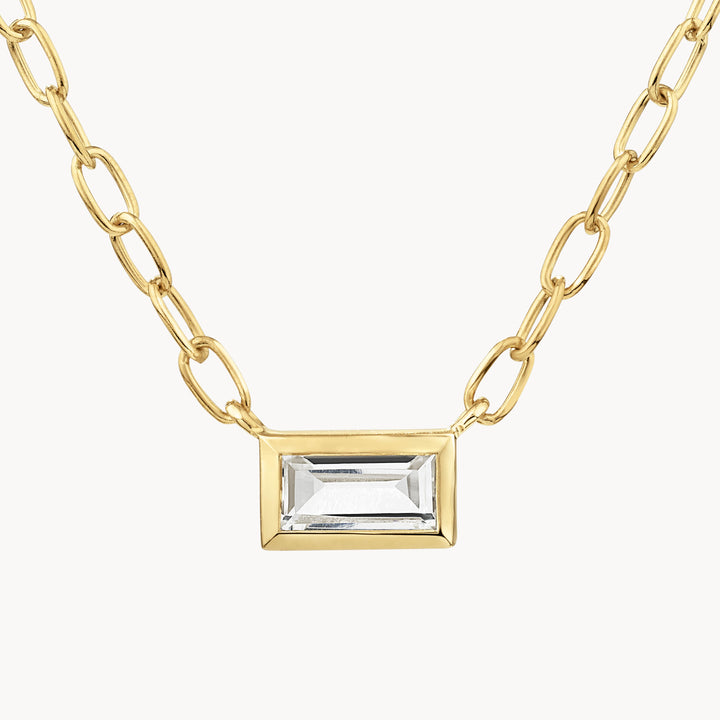 Medley Necklace White Topaz Baguette Chain Necklace in Gold