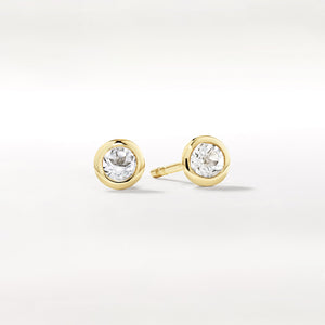 Medley Earrings White Topaz Bezel Stud Earrings in 10k Gold