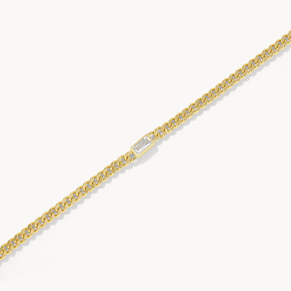 Medley Bracelets/Bangle White Topaz Curb Chain Bracelet in Gold