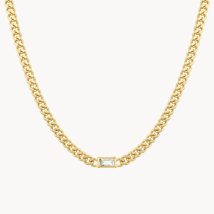 Medley Necklace White Topaz Curb Chain Necklace in Gold