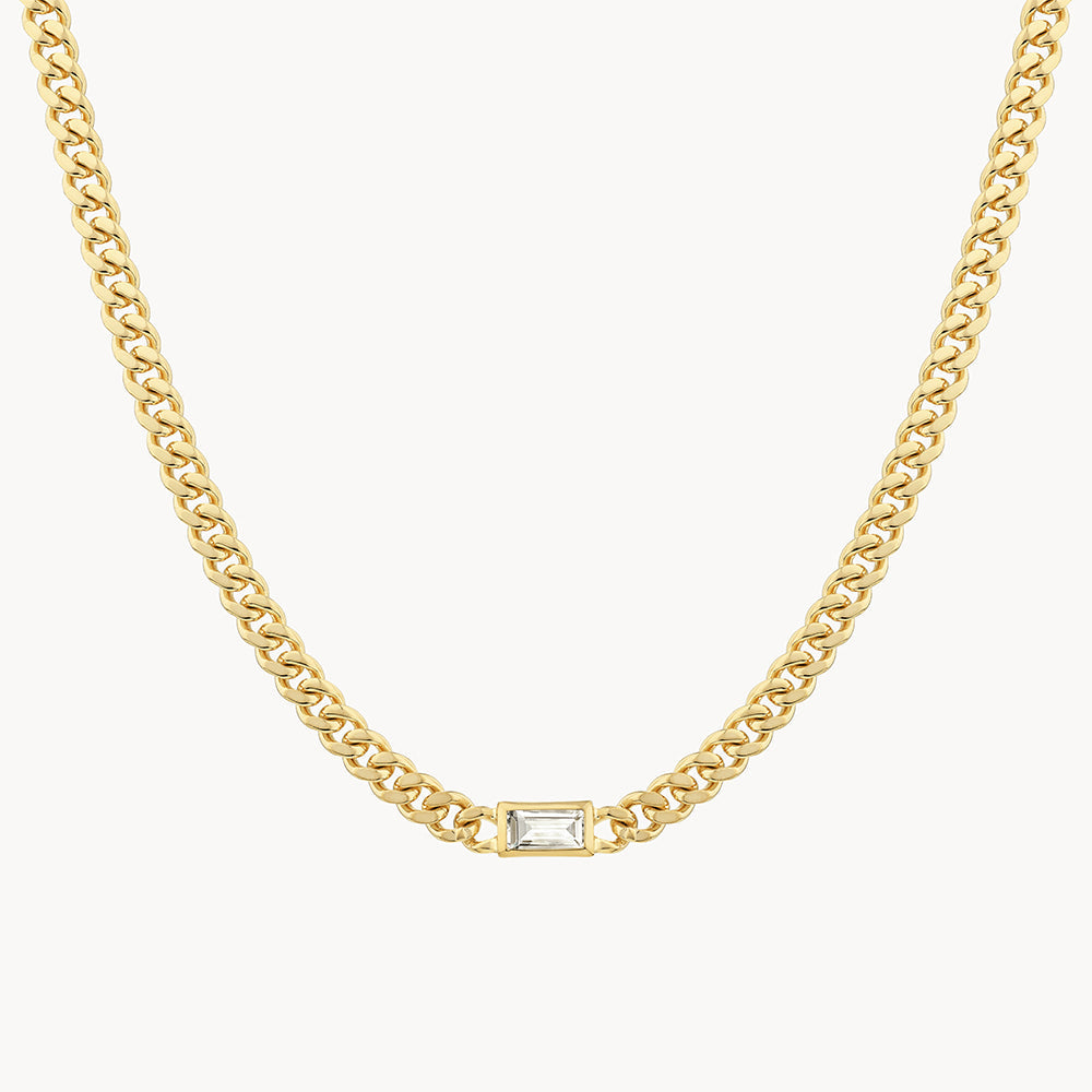 Medley Necklace White Topaz Curb Chain Necklace in Gold
