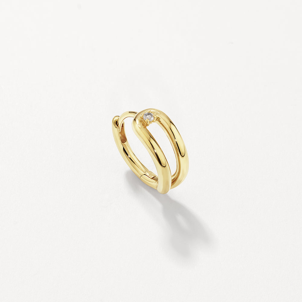 Medley Earrings White Topaz Link Loop Hoop Earrings in Gold