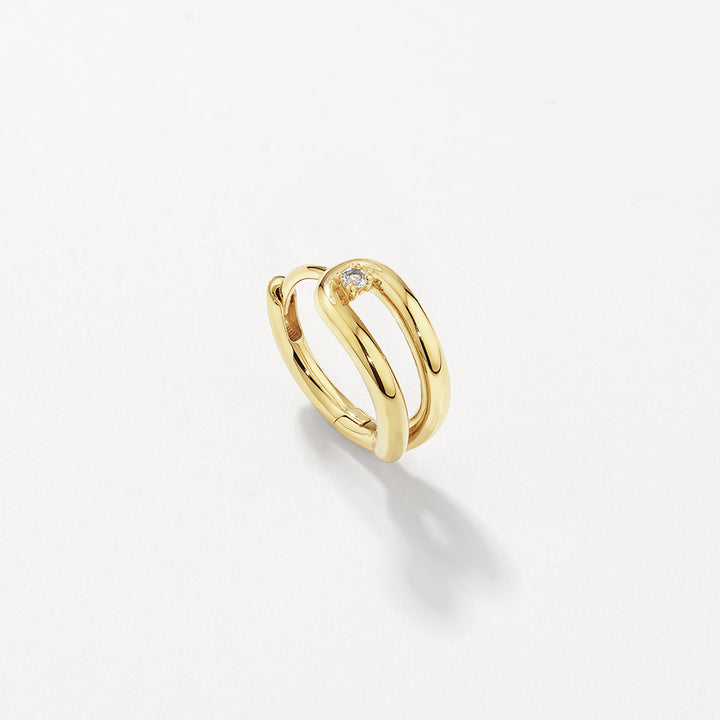 Medley Earrings White Topaz Link Loop Hoop Earrings in Gold