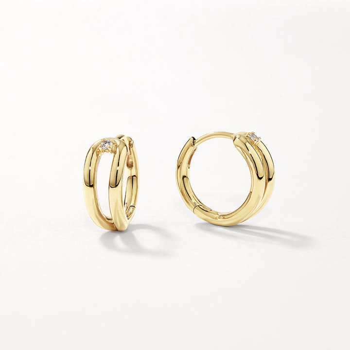 Medley Earrings White Topaz Link Loop Hoop Earrings in Gold