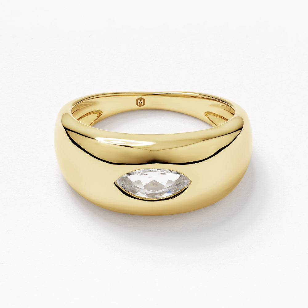 Medley Ring White Topaz Marquise Curve Pinky Ring in Gold