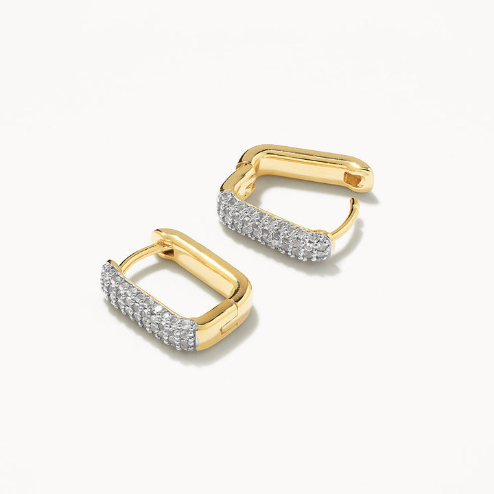 Medley Earrings White Topaz Mini Pave Paperclip Earrings in Gold