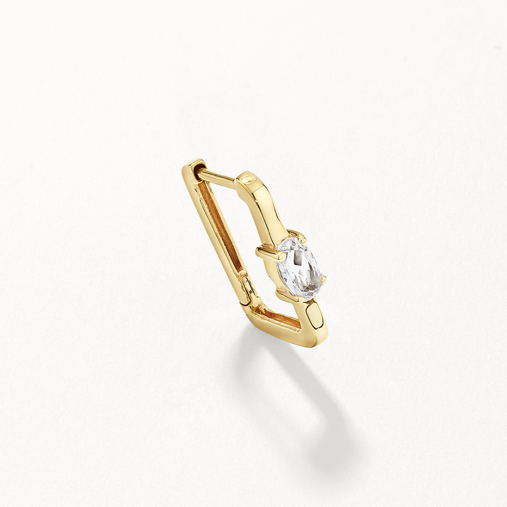Medley Earrings White Topaz Paperclip Hoop Earrings in Gold