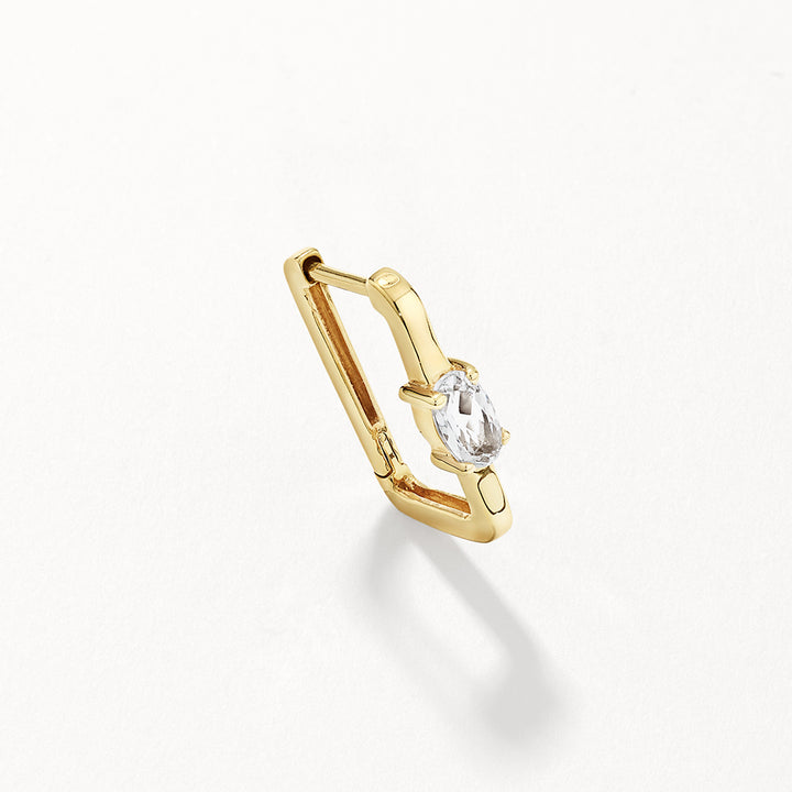 Medley Earrings White Topaz Paperclip Hoop Earrings in Gold