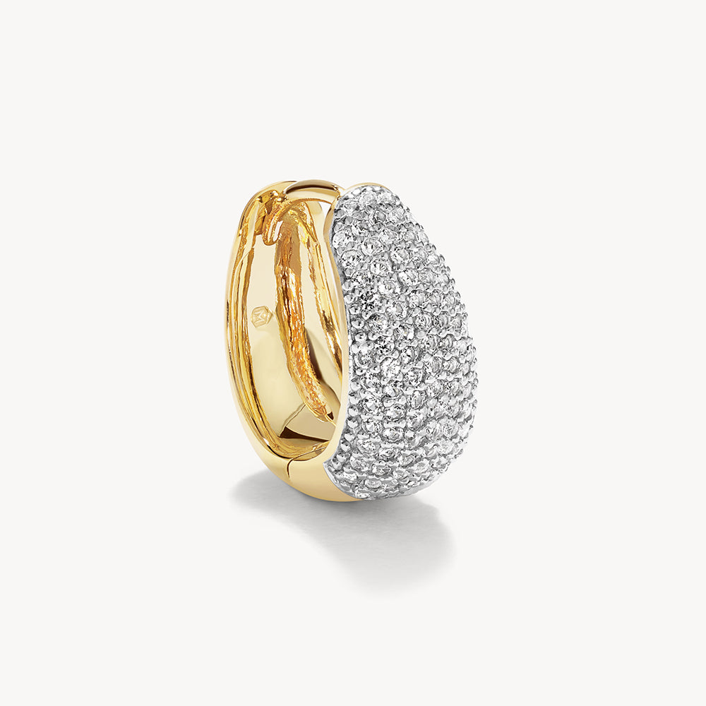 White Topaz Pave Dome Huggies in Gold