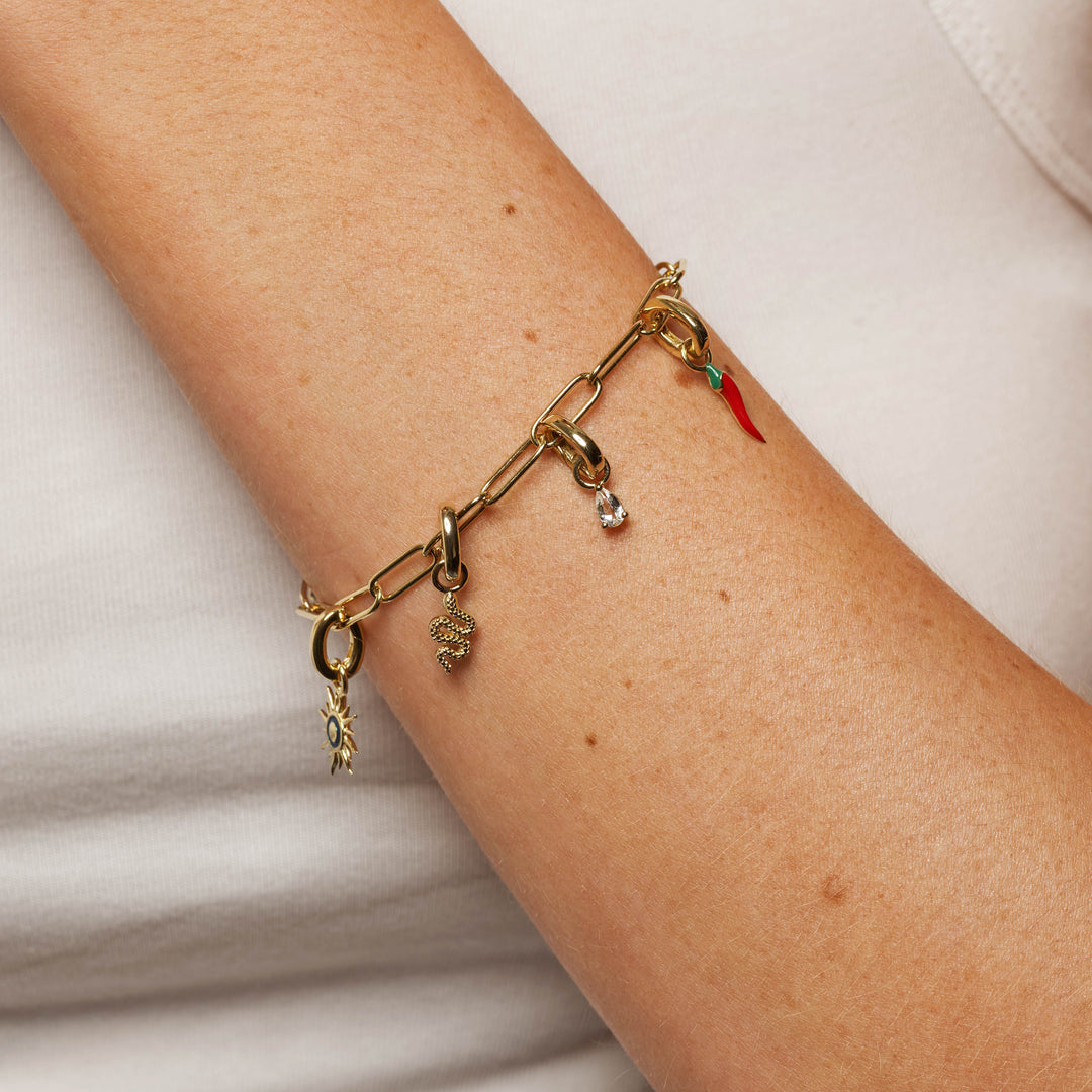 Medley Pendant White Topaz Pear Cut Charm Pendant in Gold