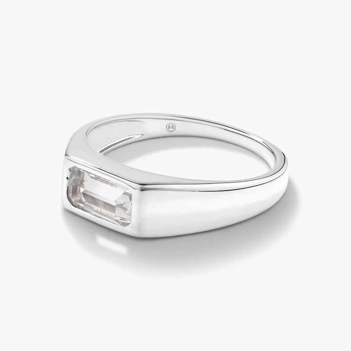 Medley Ring White Topaz Signet Pinky Ring in Silver