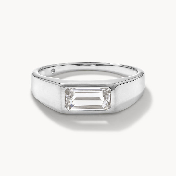 Medley Ring White Topaz Signet Pinky Ring in Silver