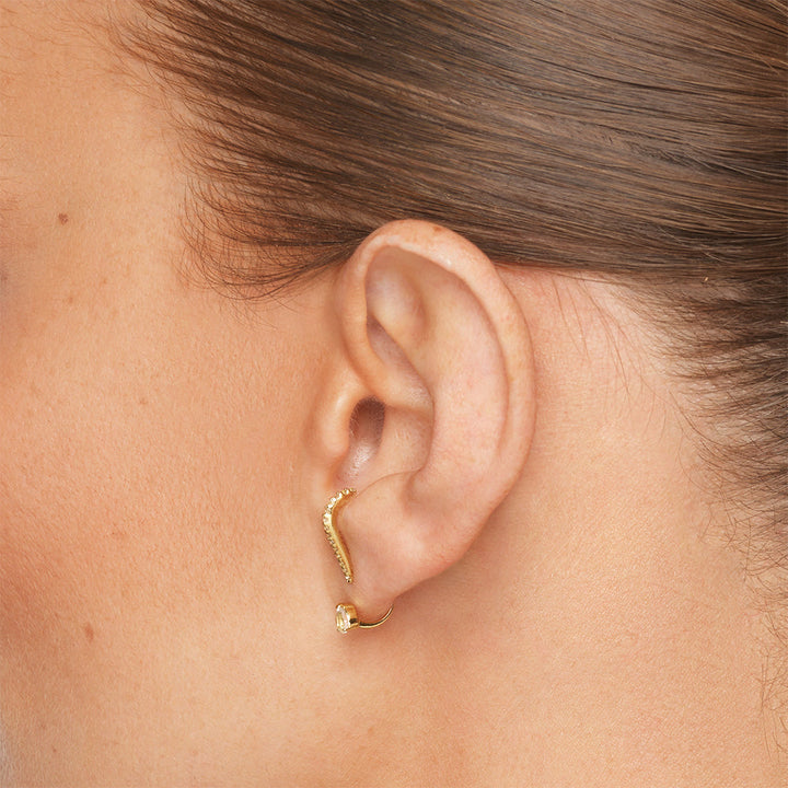 Medley Earrings White Topaz Suspender Jacket Earrings in Gold