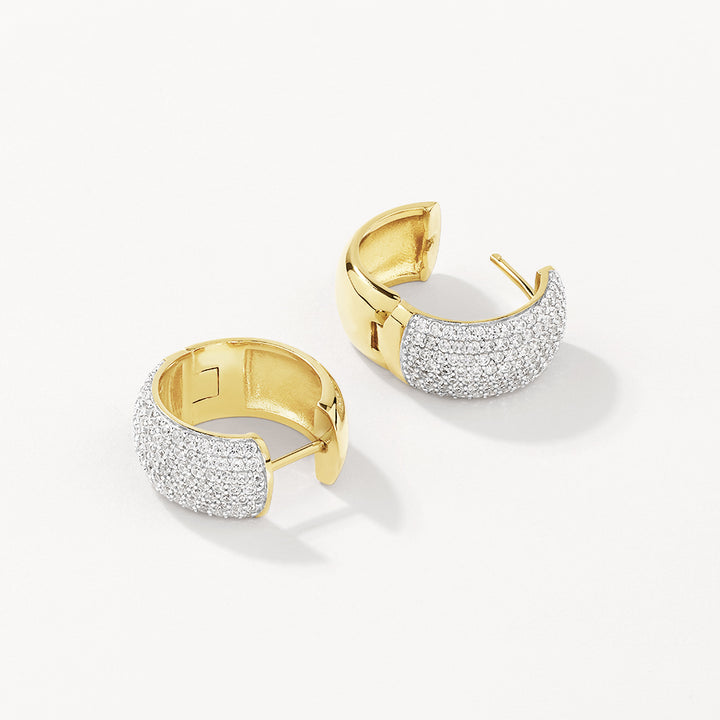 Medley Earrings White Zircon Chunky Curve Huggies in Gold