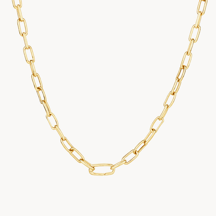 Medley Necklace White Zircon Pave Link Paperclip Chain in Gold