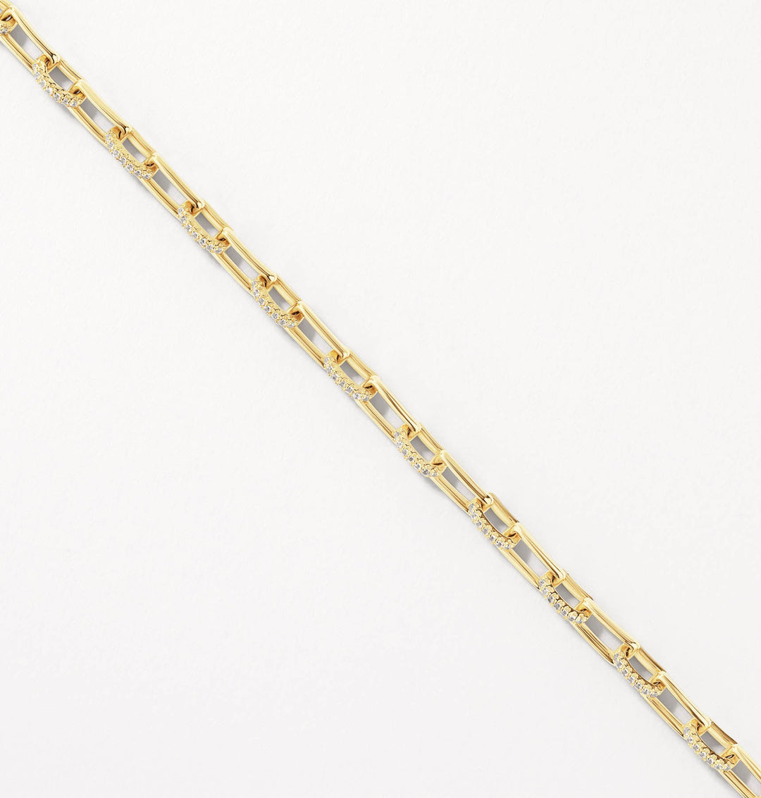 Medley Bangle/Bracelet White Zircon Pave Paperclip Chain Bracelet in Gold