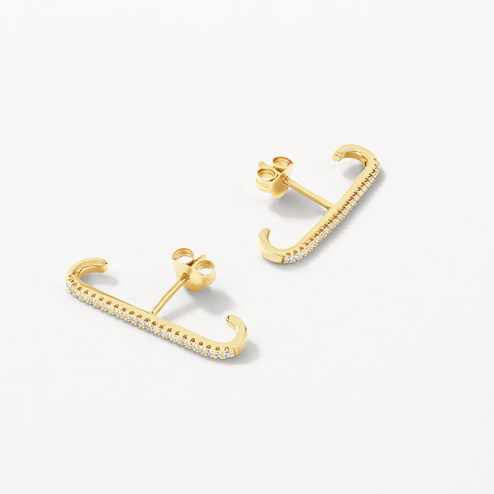 Medley Earrings White Zircon Pave Suspender Stud Earrings in Gold