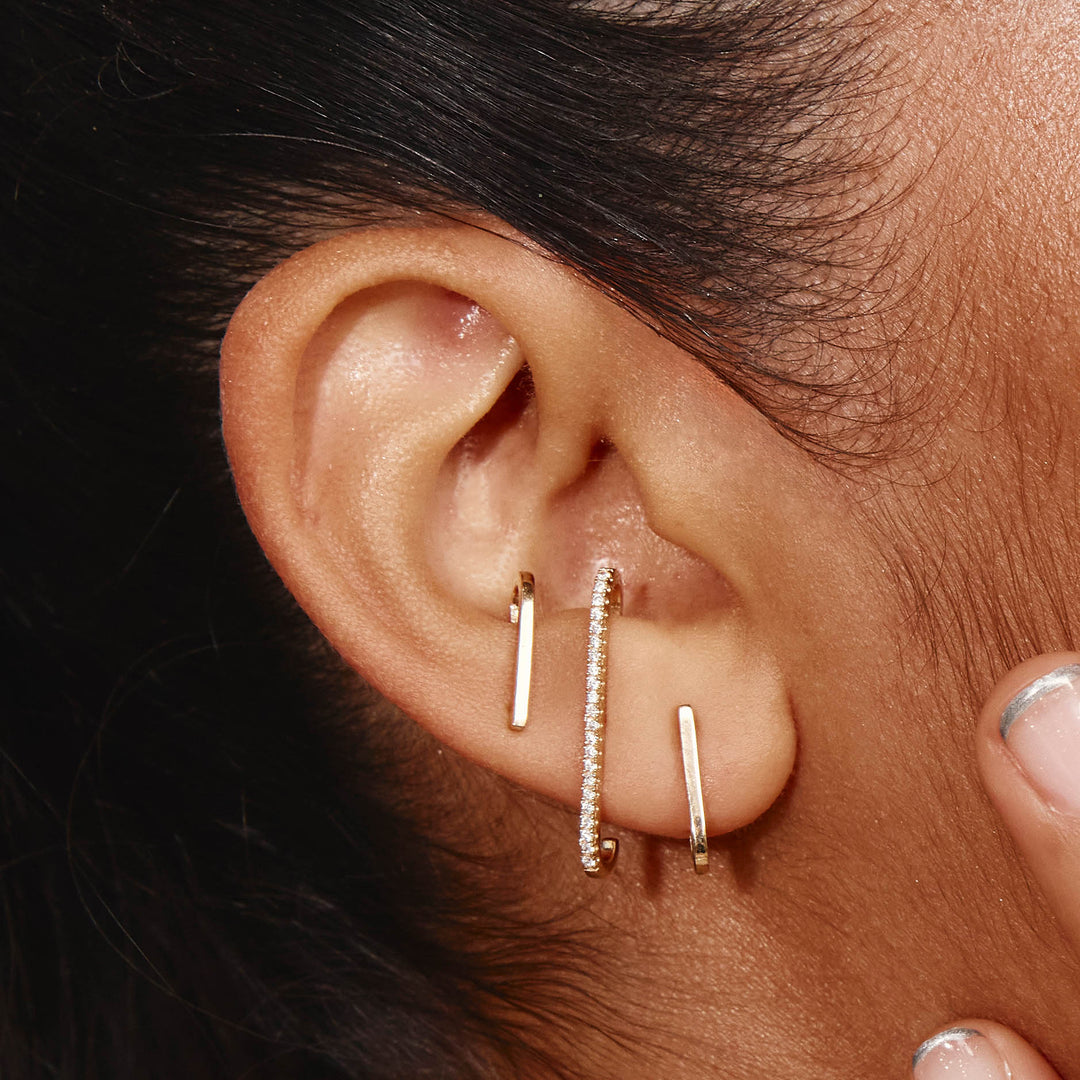 Medley Earrings White Zircon Pave Suspender Stud Earrings in Gold