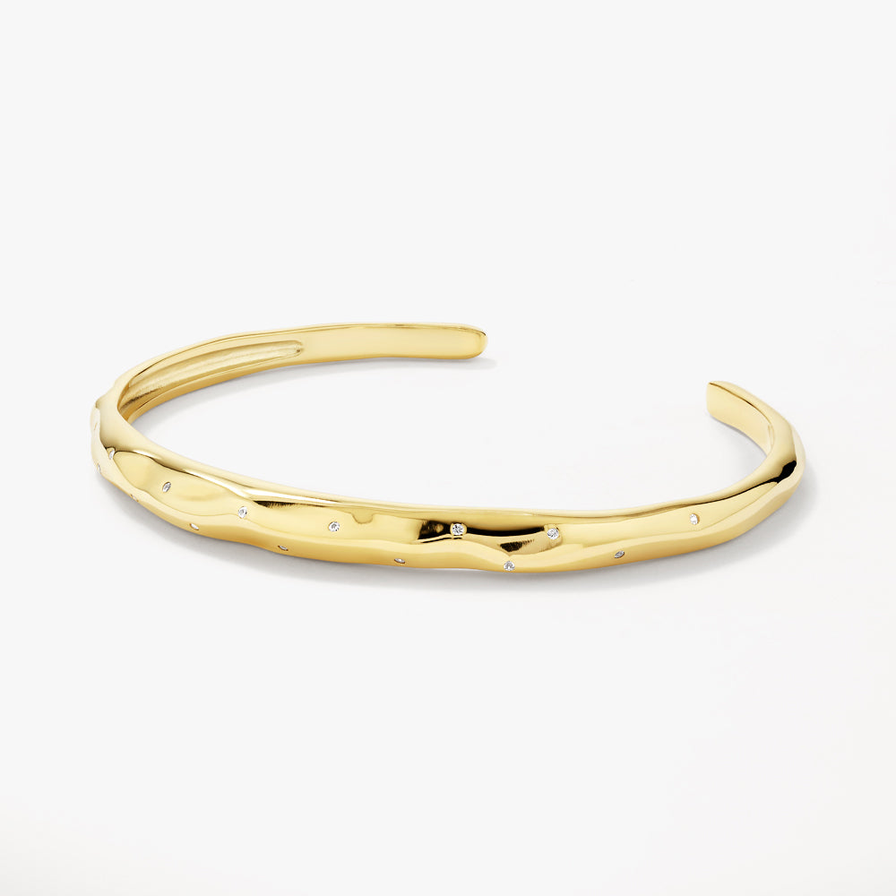 Medley Bangle/Bracelet White Zircon Polka Dot Bangle in Gold