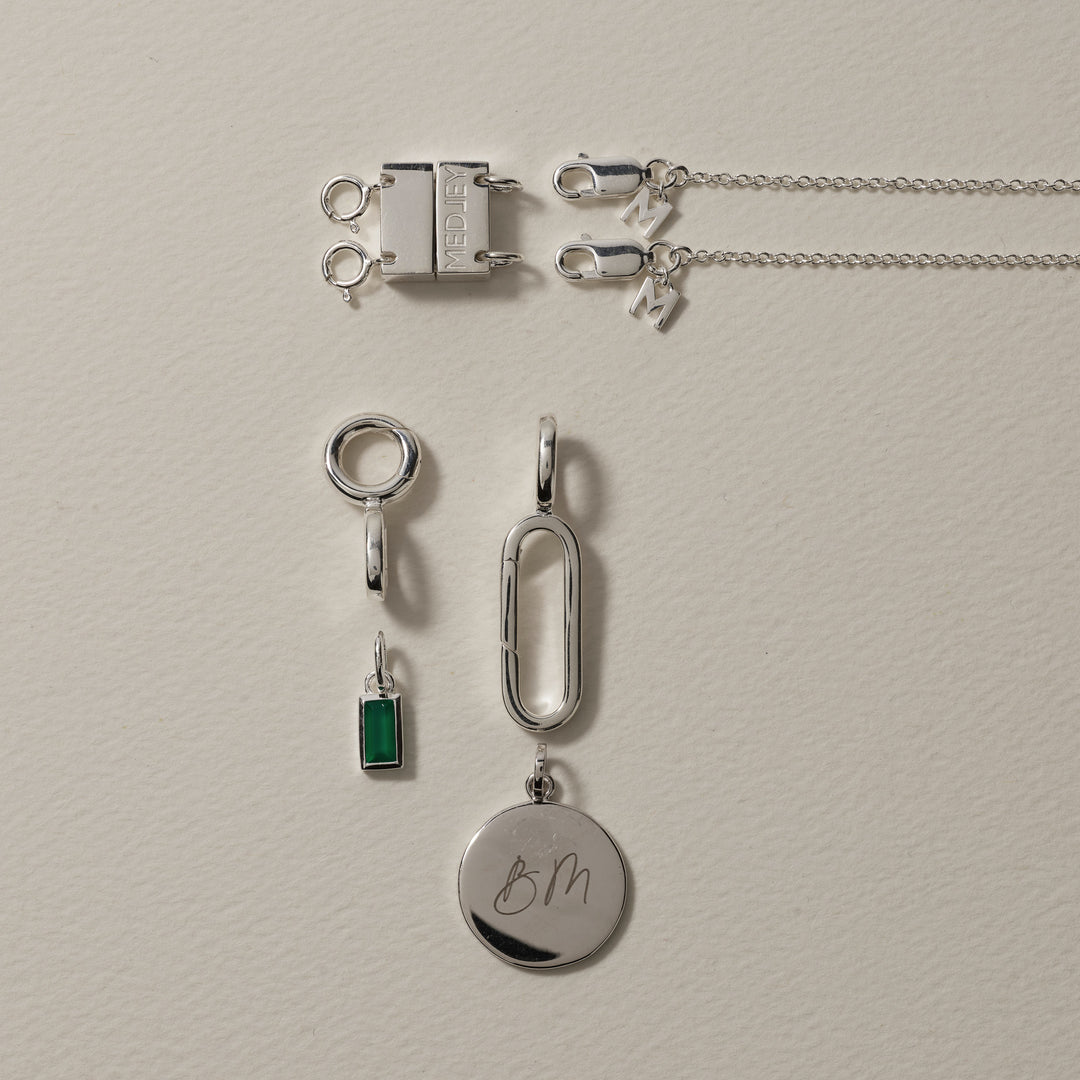 Paperclip Pendant Charm Connector in Silver