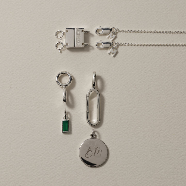 Paperclip Pendant Charm Connector in Silver