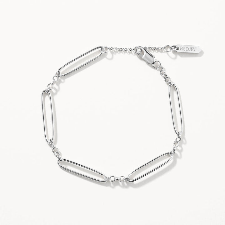 Medley Bangle/Bracelet Wire Paperclip Chain Bracelet in Silver