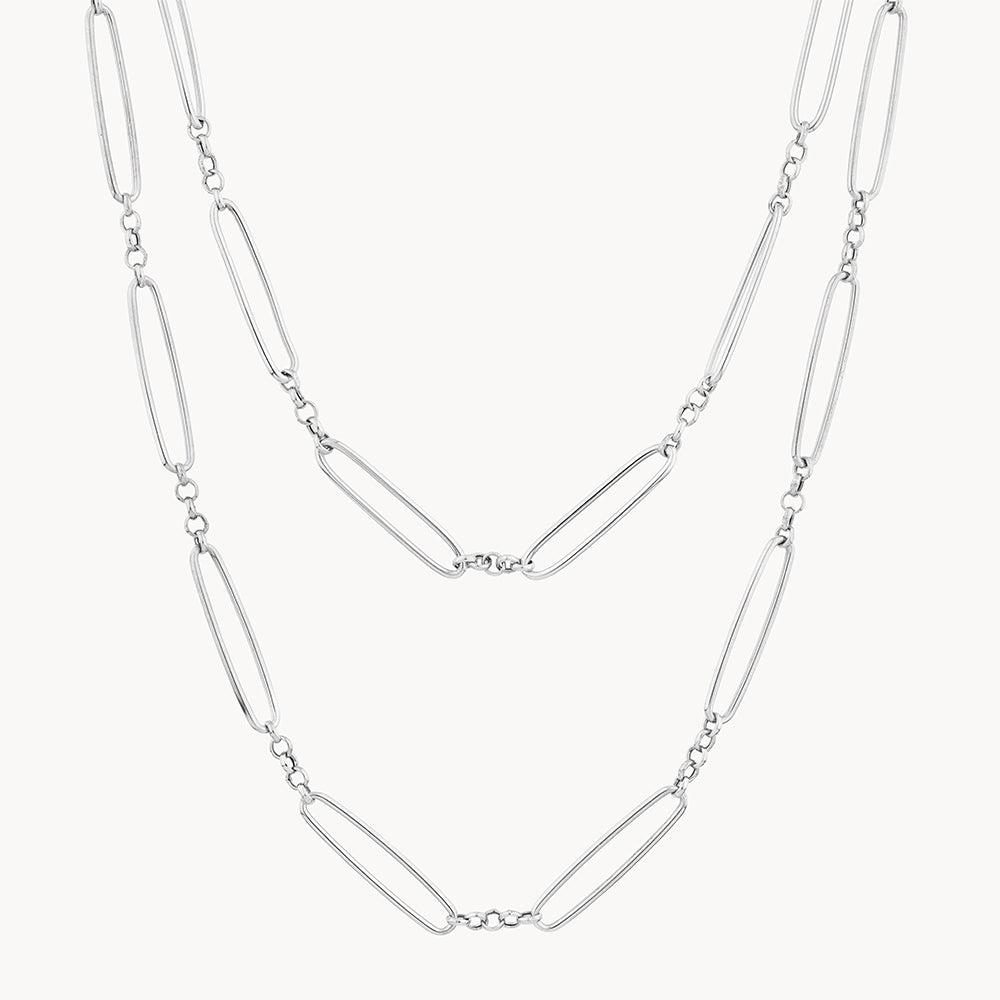 Medley Necklace Wire Paperclip Chain Necklace in Silver