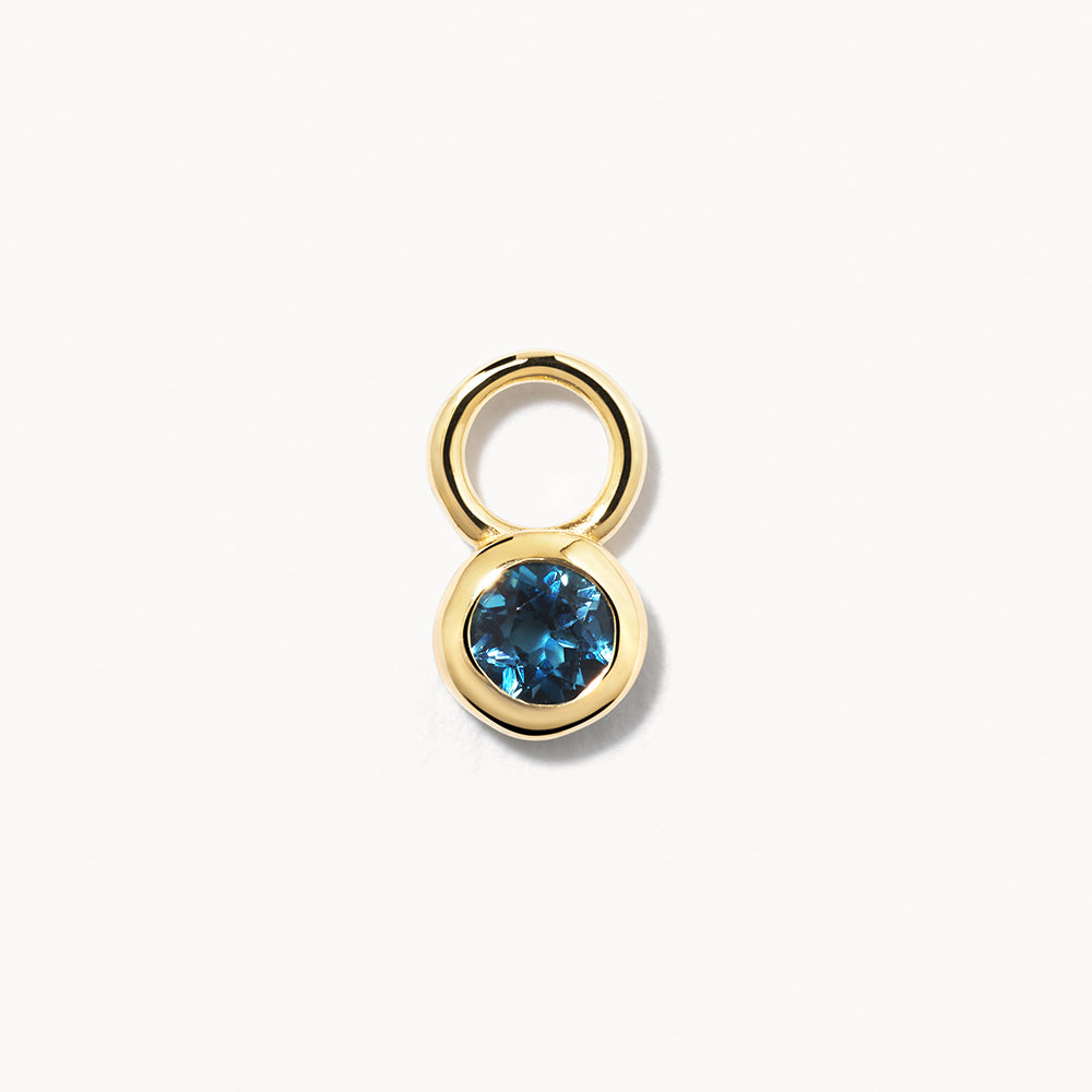 Medley Earrings Blue Topaz Circle Charm in 10k Gold