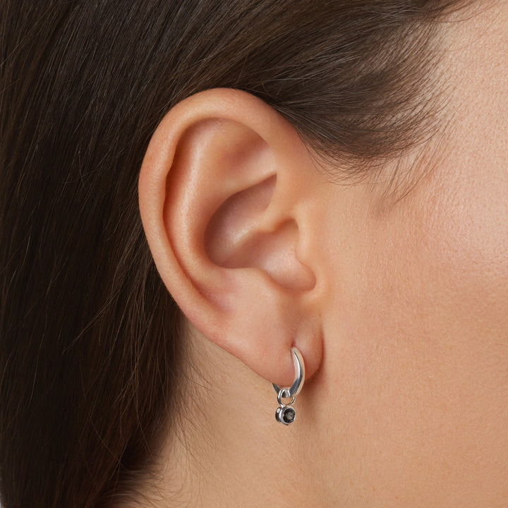 Medley Earrings Blue Topaz Circle Charm in Silver