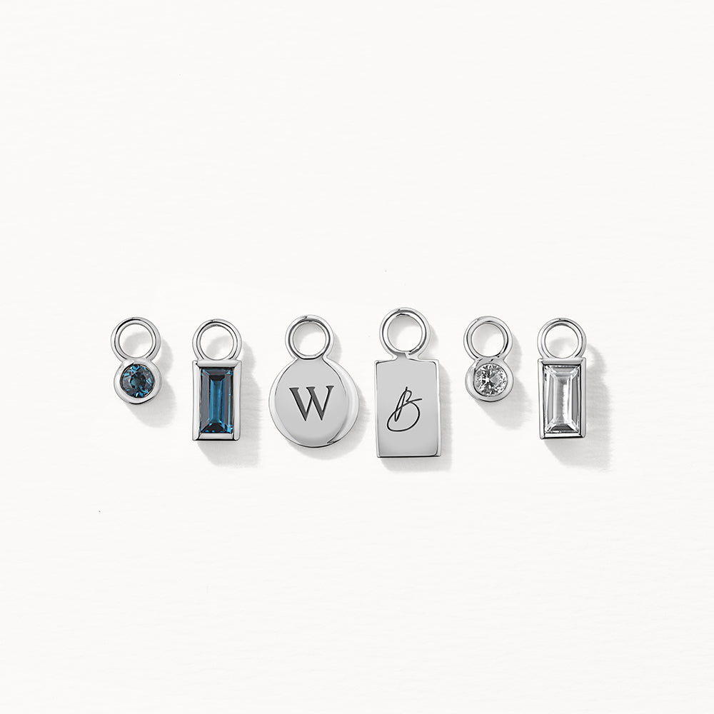 Medley Earrings Blue Topaz Circle Charm in Silver
