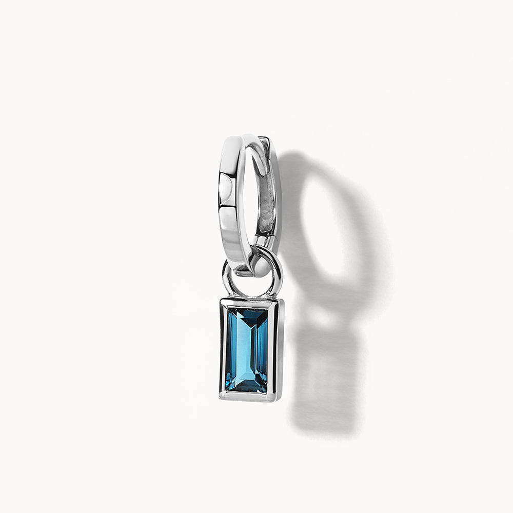 Blue Topaz Rectangle Charm in Silver