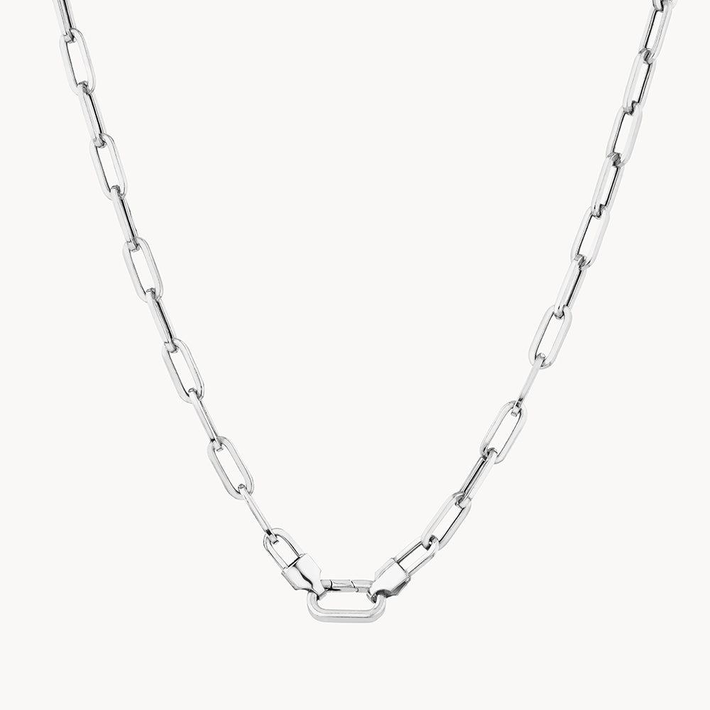 Bold Paperclip Chain Necklace in Silver