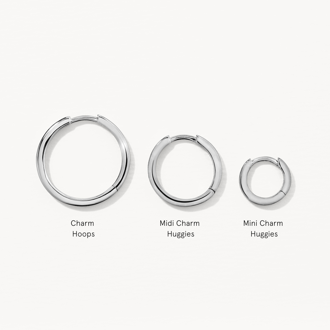 Small silver hoop earrings with charm discount