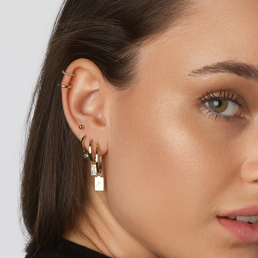 Medley Earrings Diamond Bar Single Ear Cuff in 10k Gold