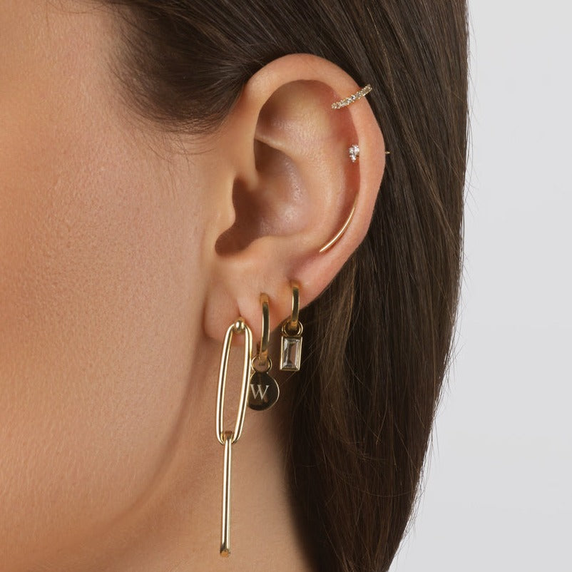 Diamond Bar Single Ear Cuff in 10k Gold
