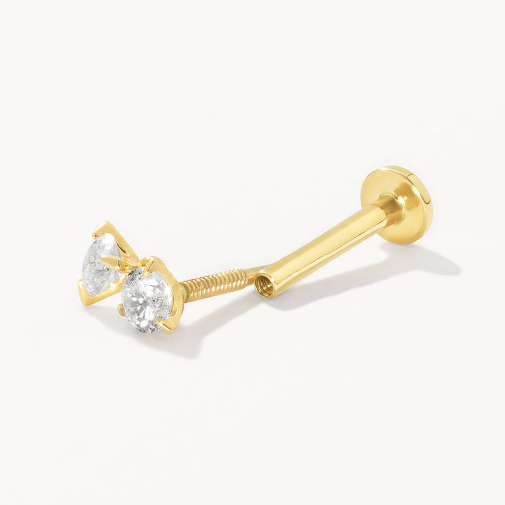 Diamond Drop Helix Single Stud Earring in 10k Gold