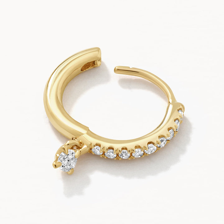Diamond Drop Single Huggie Earring in 10k Gold