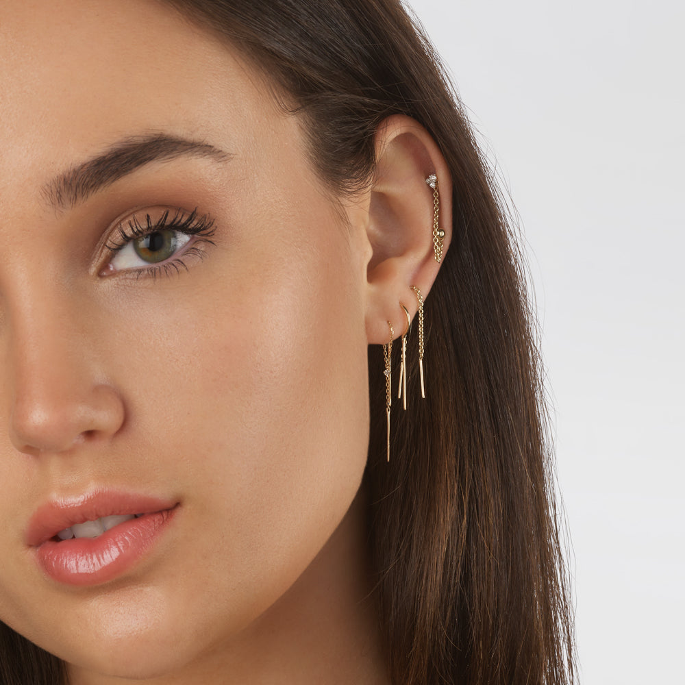 Diamond Lariat Y Single Threader in 10k Gold