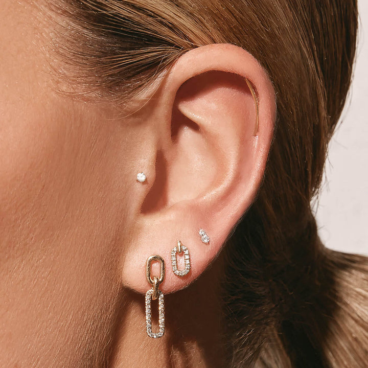 Diamond Paperclip Drop Earrings in 10k Gold