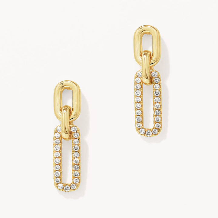 Diamond Paperclip Drop Earrings in 10k Gold