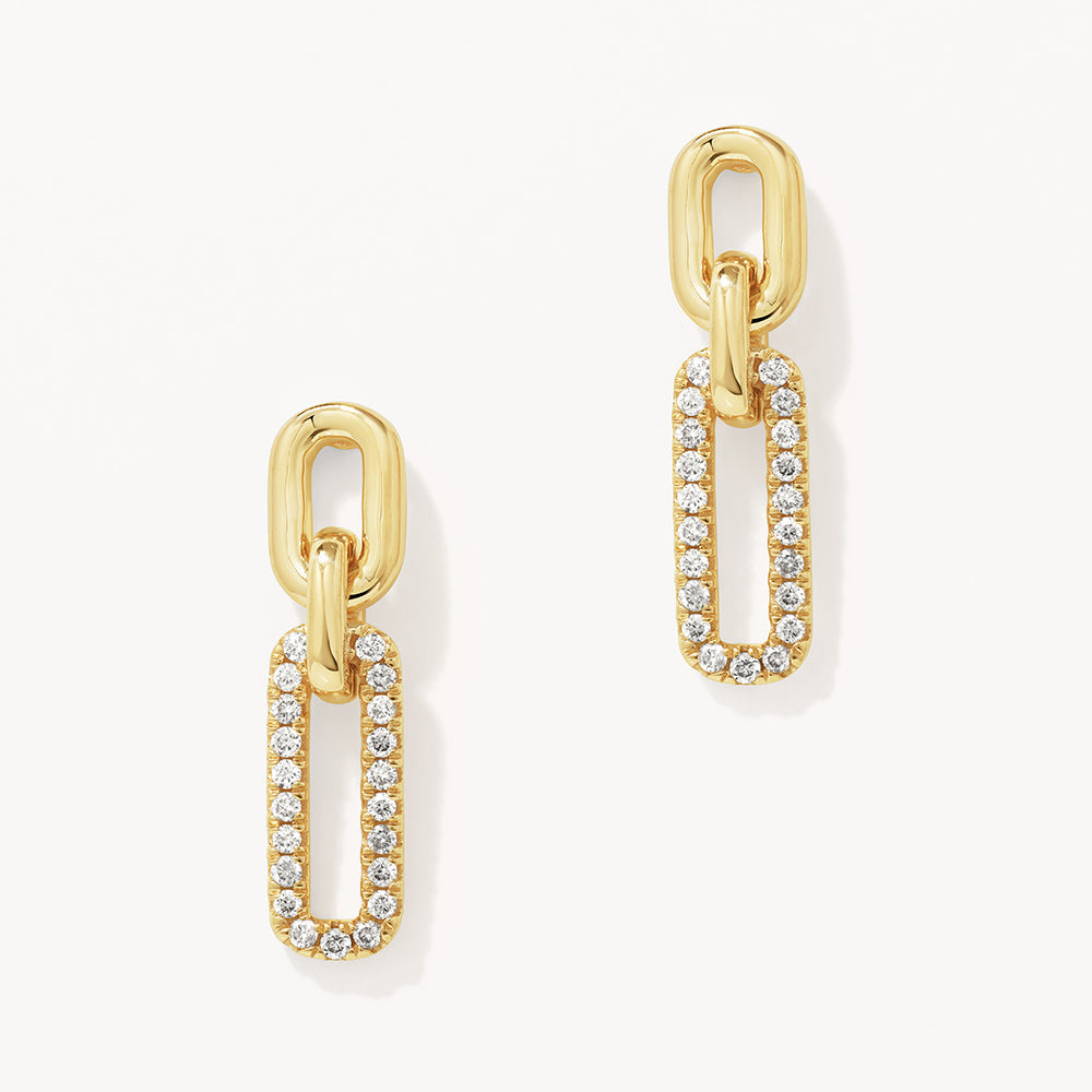 Medley Earrings Diamond Paperclip Drop Earrings in 10k Gold