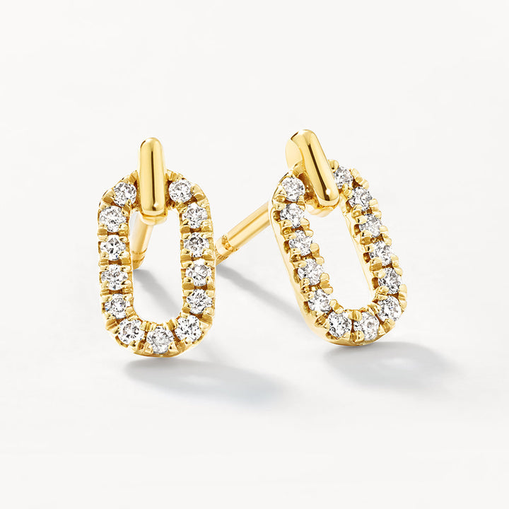 Diamond Paperclip Stud Earrings in 10k Gold