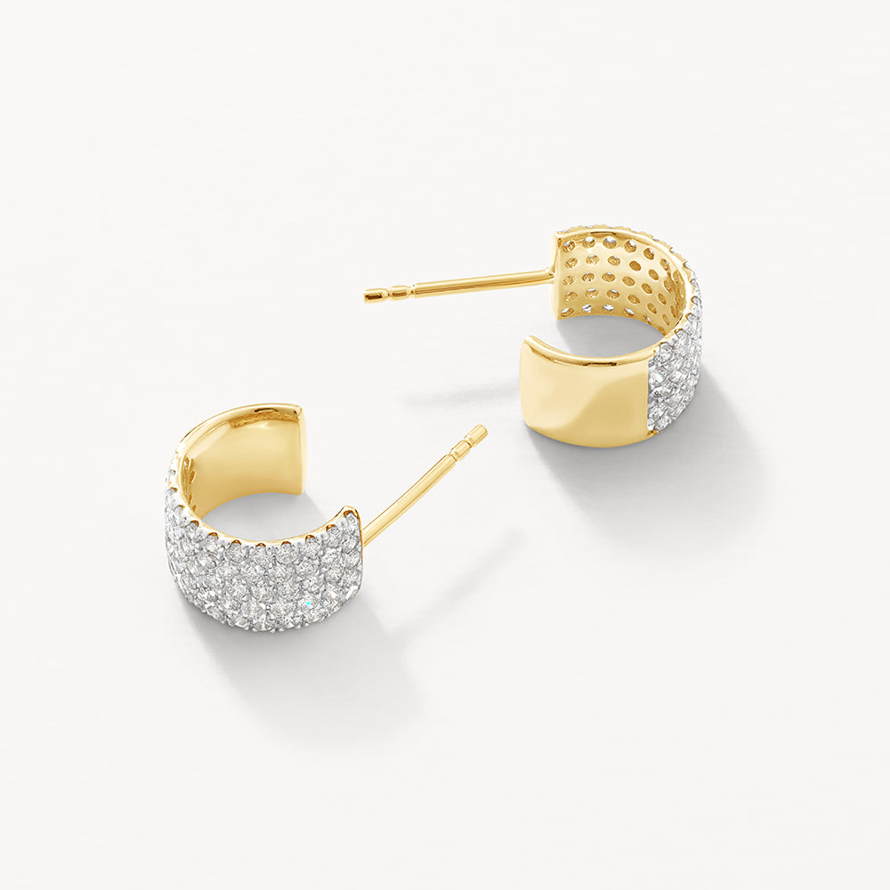 Medley Earrings Diamond Pave Huggie Earrings in 10k Gold