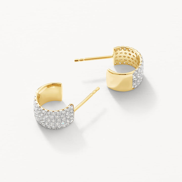 Medley Earrings Diamond Pave Huggie Earrings in 10k Gold