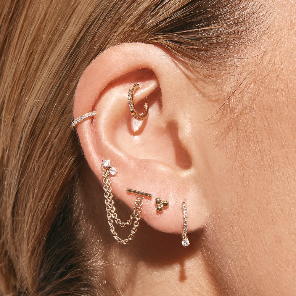 Medley Earrings Double Earring Connector Chain in 10k Gold