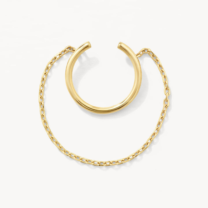 Medley Earrings Drop Chain Single Ear Cuff in 10k Gold