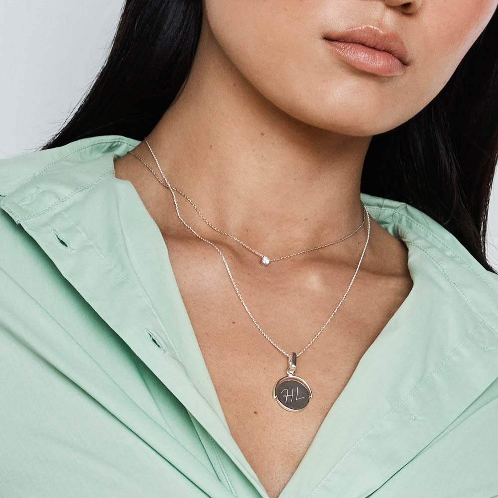 Circle Spinner Necklace in Silver