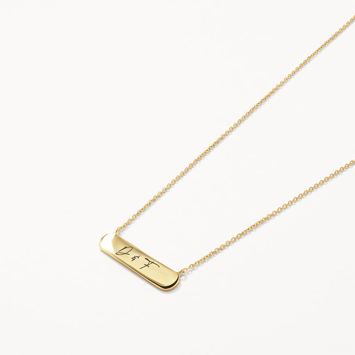 Engravable Horizontal Bar Necklace in Gold