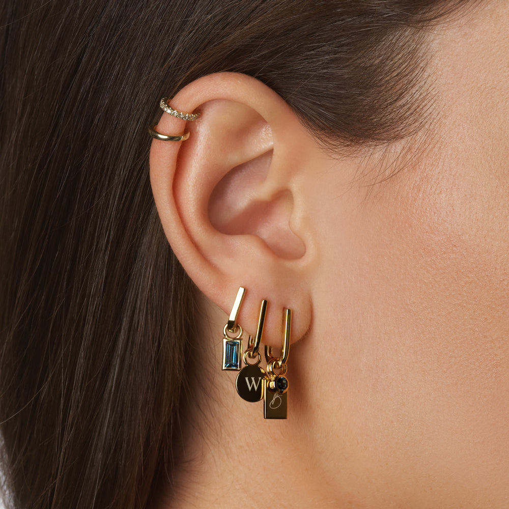 Medley Earrings Engravable Rectangle Charm in 10k Gold
