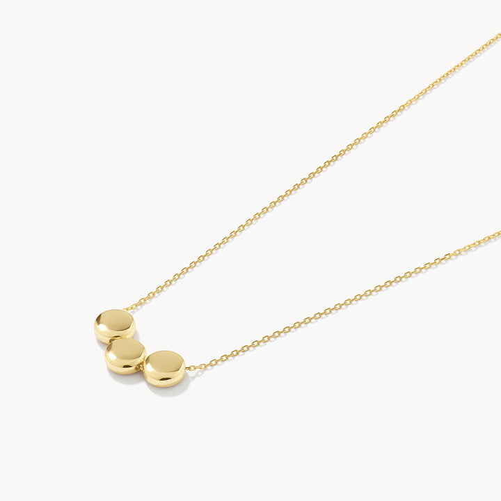 Medley Necklace Engravable Sliding Triple Button Necklace in 10k Gold